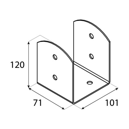 4 Pieds De Poteau Psol 100 Support - 101X101X140X2.5 mm - D-Work