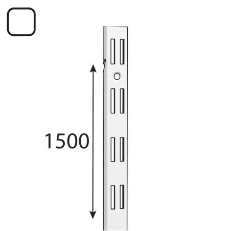 10 Montants Muraux Doubles Rainurés 1500 mm - Blanc Intégré - D-Work