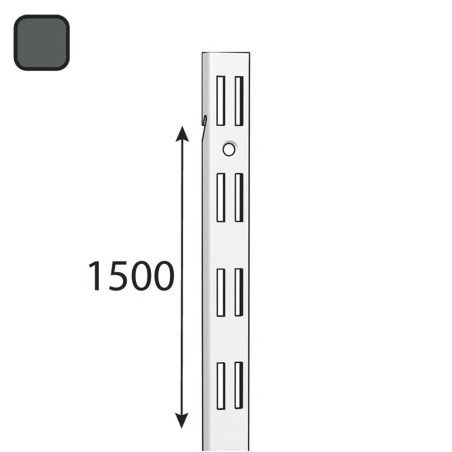 10 Montants Muraux Doubles Rainurés 1500 mm - Anthracite - Fixation Murale Robuste - D-Work