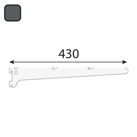 10 Consoles Simples 430x70 mm - Anthracite - Fixation Murale Robuste - D-Work