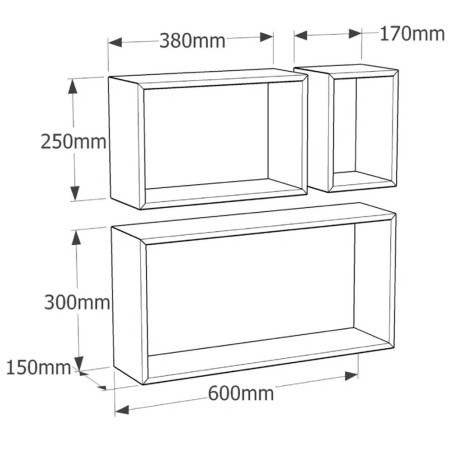3 Ensembles d’Étagères Rectangle 600x380x170 mm - Blanc - Rangement Pratique - D-Work