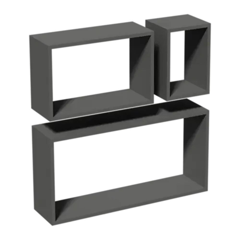 3 Ensembles d’Étagères Rectangle 600x380x170 mm - Gris - Rangement Pratique - D-Work