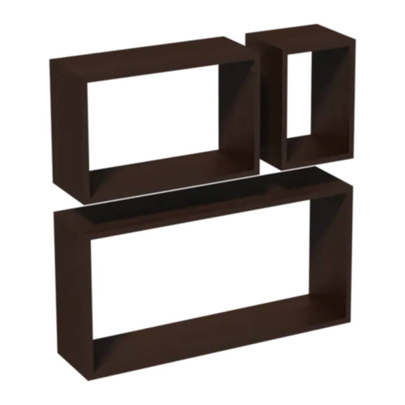 3 Ensembles d’Étagères Rectangle 600x380x170 mm - Wengé - Pratique et Résistant - D-Work