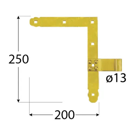 10 Charnières Type T 300x4 mm - Noir - Fixation Robuste - D-Work
