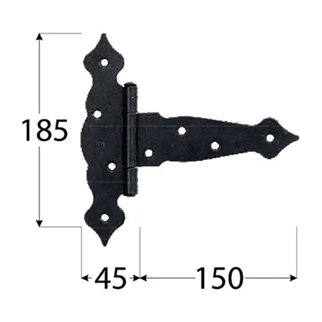 5 Charnières Type T 165 mm Ø13 mm - Acier Zingué - Fixation Robuste - D-Work