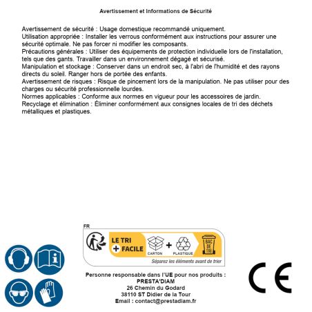 10 Verrous De Jardin Wps 300 - 300X41 mm Noir - D-Work