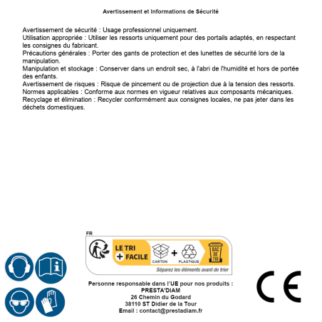 10 Ressorts De Portail Whf 280 - 280X22X3.0 mm - D-Work