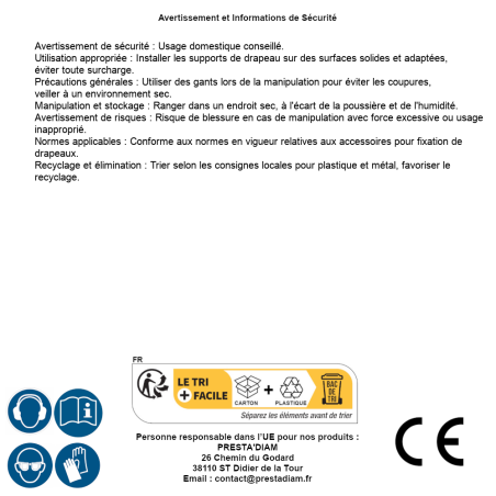 10 Supports De Drapeau Uf2 - 70X110X24X3.0 mm Double - D-Work