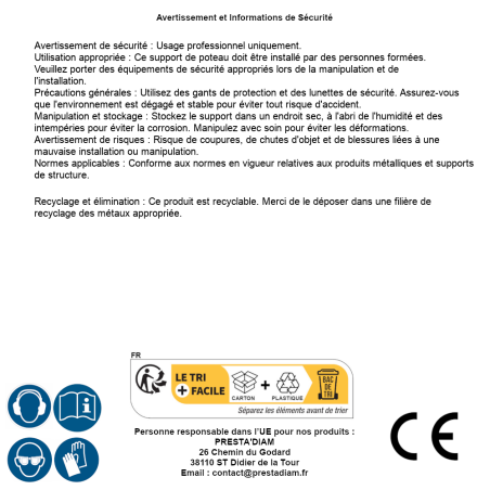 Support de Poteau 81x600x6 mm - Acier - Fixation Robuste - D-Work