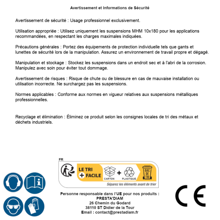 10 Suspensions Mhm 10X180 mm - D-Work