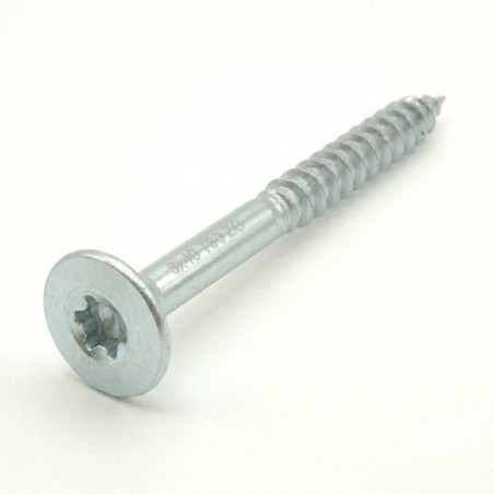 200 Vis de Construction Tête Large 5x40 mm T25 - Zingué Blanc - D-Work