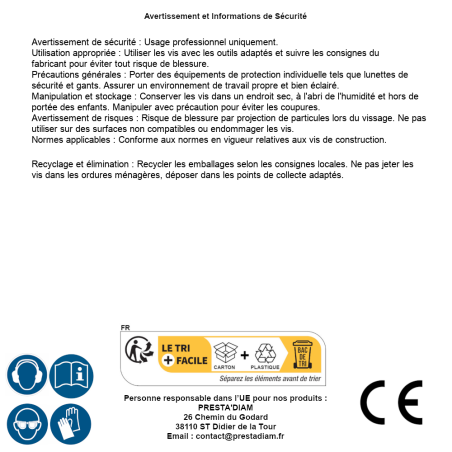 25 Vis de Construction Tête Large 10x380 mm - Zingué Blanc T40 - D-Work