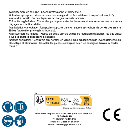 10 Supports Vélo Sous Plafond - Élévateur Pgr 1 - D-Work
