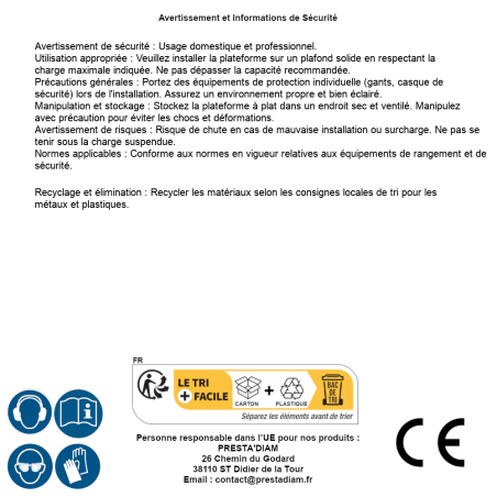 Plateforme De Rangement Plafond Pgf 1 - 1220X1220 mm - D-Work