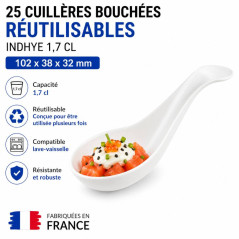 50 Spoons Bouchées Indhye 1,7 cl de 102 x 38 x Ht. 32 mm Reusable, Recyclable 100% French - Transparent - D-Work