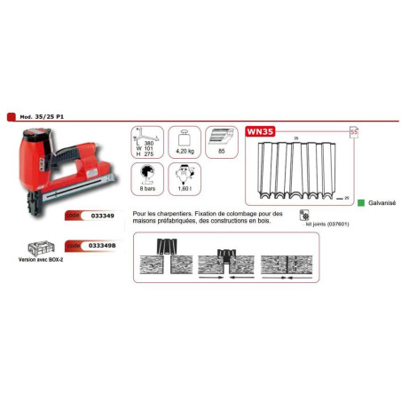 Agrafeuse Pneumatique pour Attaches Croco 35/25 P1 en Box 2 - D-Work