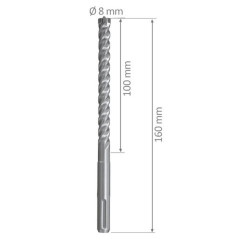 Foret à Béton 4T SDS+ 8-160 mm – 4 Tailles, Ø8 mm – Performance Optimale pour Perçage – ALSAFIX - ALSAFIX