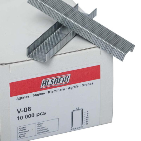 10 000 Agrafes A-06 Ø0,7 mm – Inox A2 (304), Dimensions 12,84 x 6 x 1 mm – Résistantes et Durables - ALSAFIX
