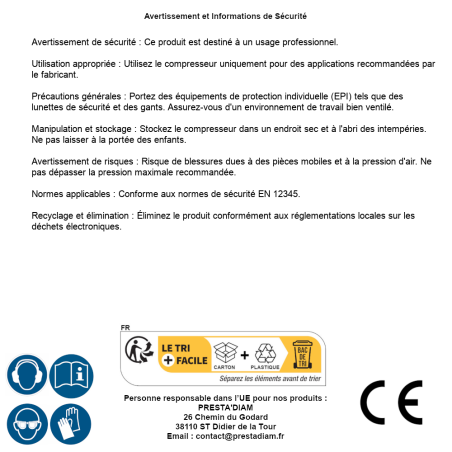Compresseur Alair 25/430 - 230 V 3 Cv - 25 l - D-Work