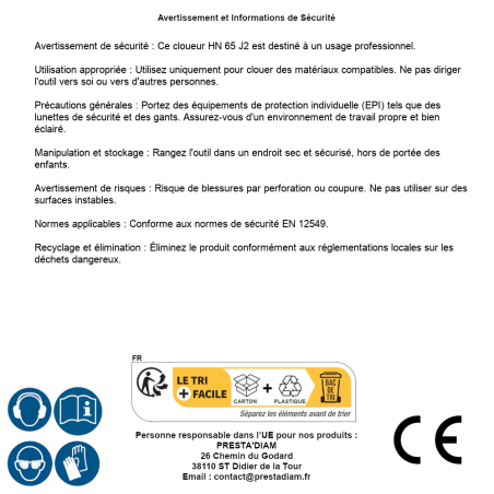 Cloueur HN 65 J2 – 2.12 kg – Outil de Fixation Puissant – Idéal pour Bâtiment - ALSAFIX