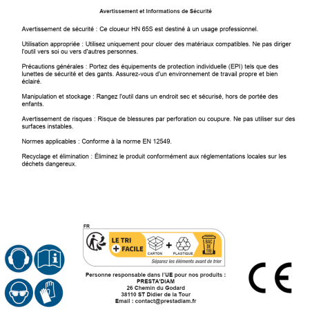 Cloueur HN 65S – 2.13 kg – Outil de Fixation Puissant – Idéal pour Bâtiment - ALSAFIX
