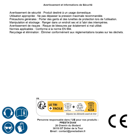 Tuyau Haute Pression 6 x 10 m – Flexible et Résistant – Idéal pour Nettoyage et Arrosage - ALSAFIX