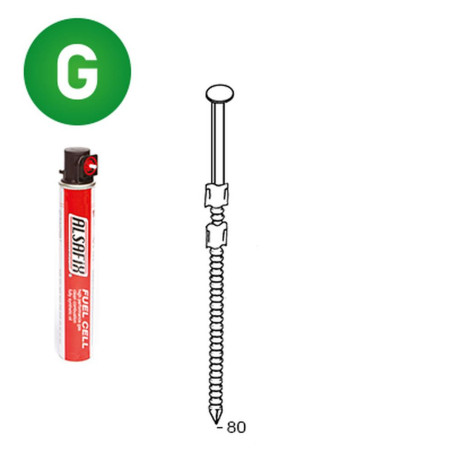 Pack de 2 Pointes Annelées Galvanisées 80 mm – D.3,1 cm, 20° – Fixation Sécurisée et Durable - ALSAFIX