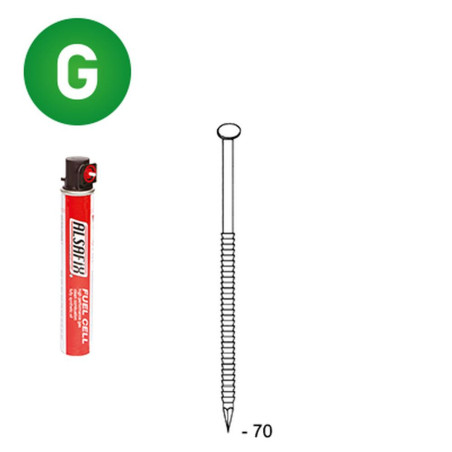 Pack de 2 Pointes Annelées Galvanisées 70 mm – D.2,8 cm, 34° – Résistantes et Durables – Alsafix - ALSAFIX
