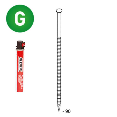 Pack de 2 Pointes Annelées Galvanisées 90 mm – D.3,1 cm, 34° – Fixation Sécurisée et Durable - ALSAFIX