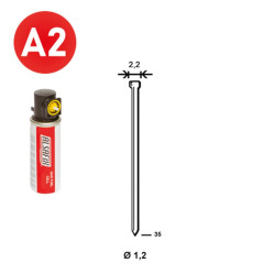 Pack de 2000 Pointes Brads INOX D.1,2/2,2 x L.35 mm – Acier Inoxydable, Résistantes à la Corrosion – Idéal pour Fixati - ALSAFIX