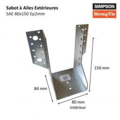 Sabot de Charpente à Ailes Extérieures 140x180x4,0 – 140x180 mm, Épaisseur 4 mm – Résistance et Stabilité - ALSAFIX