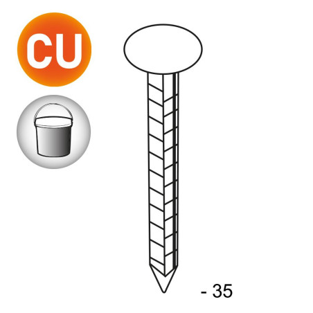 Pointe en Vrac Tête Extra Large (TEL) Carrée Crantée – Cuivre 3 x 3 x 35 mm – Résistante et Durable – Alsafix - ALSAFIX