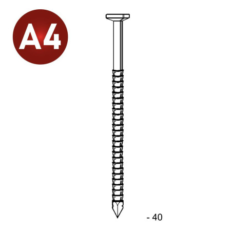 Pointe Annelée INOX A4 en Vrac 28/31 x 40 mm – Tête Plate TP – Résistante et Durable - ALSAFIX