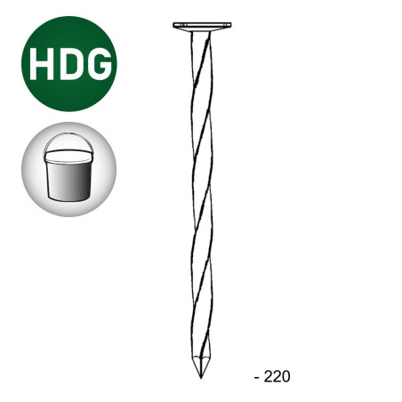 Pointe Galvanisée à Chaud 6,5 x 220 mm – Tête Plate, Carré Torsadé – Résistante et Durable – Alsafix - ALSAFIX